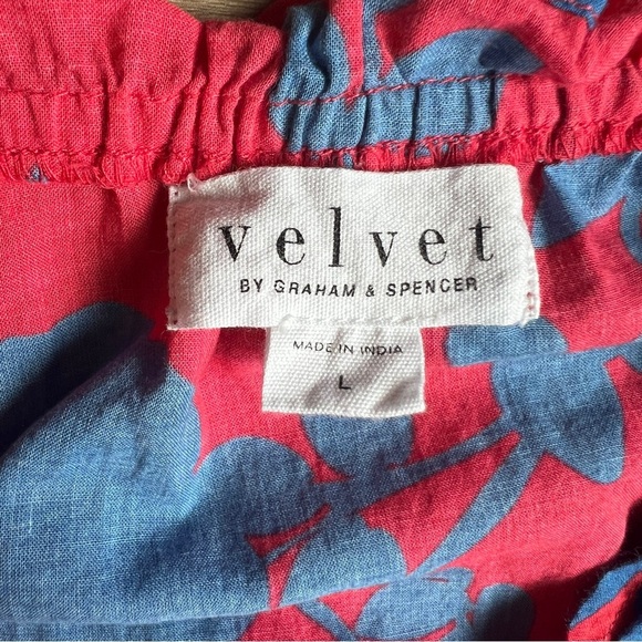 Velvet by Graham & Spencer Red and blue Floral Tank Top Size Large cotton - Picture 6 of 7